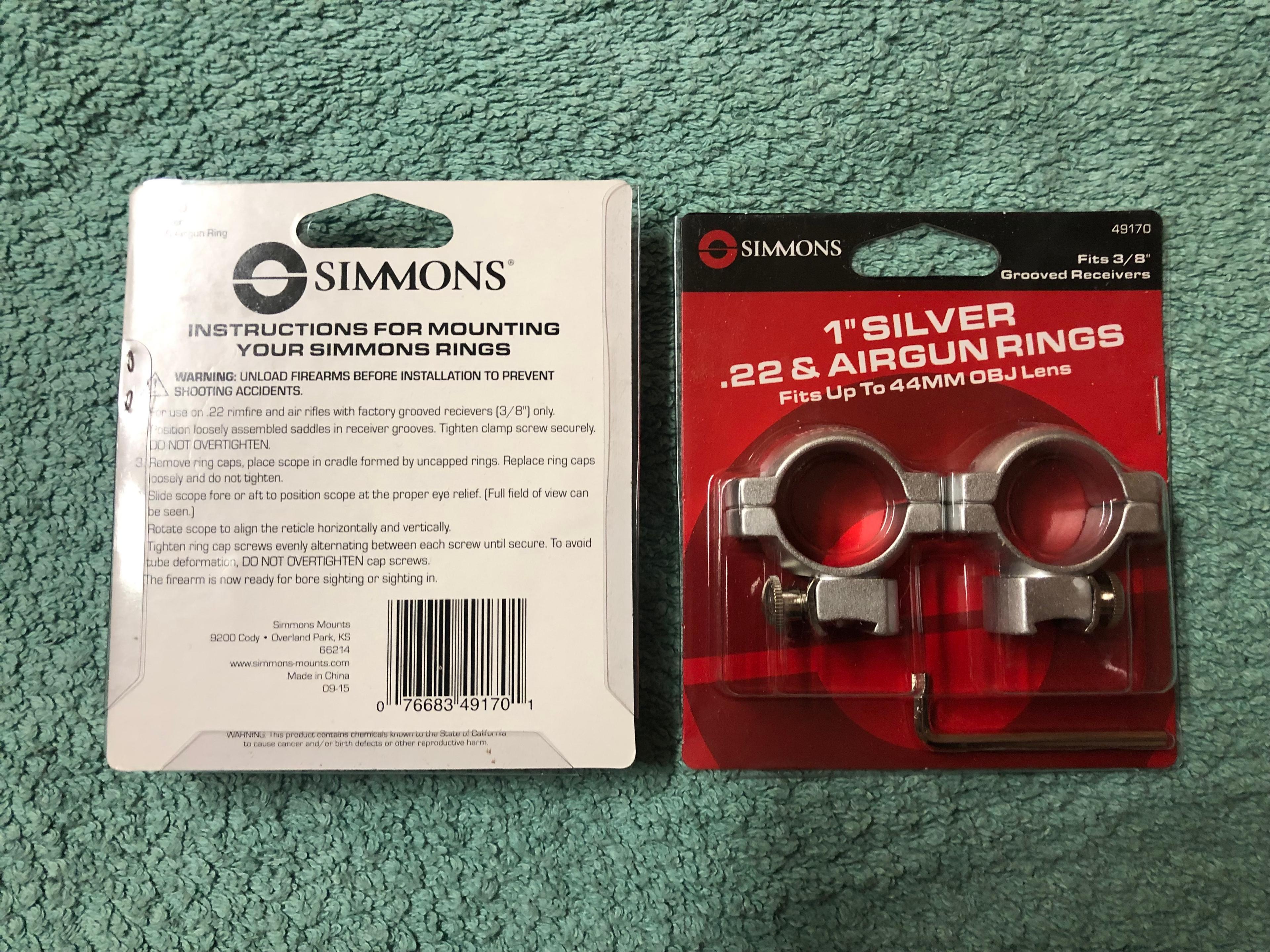 Photo of [BNIB] Simmons 1" Scope Rings for Dovetails