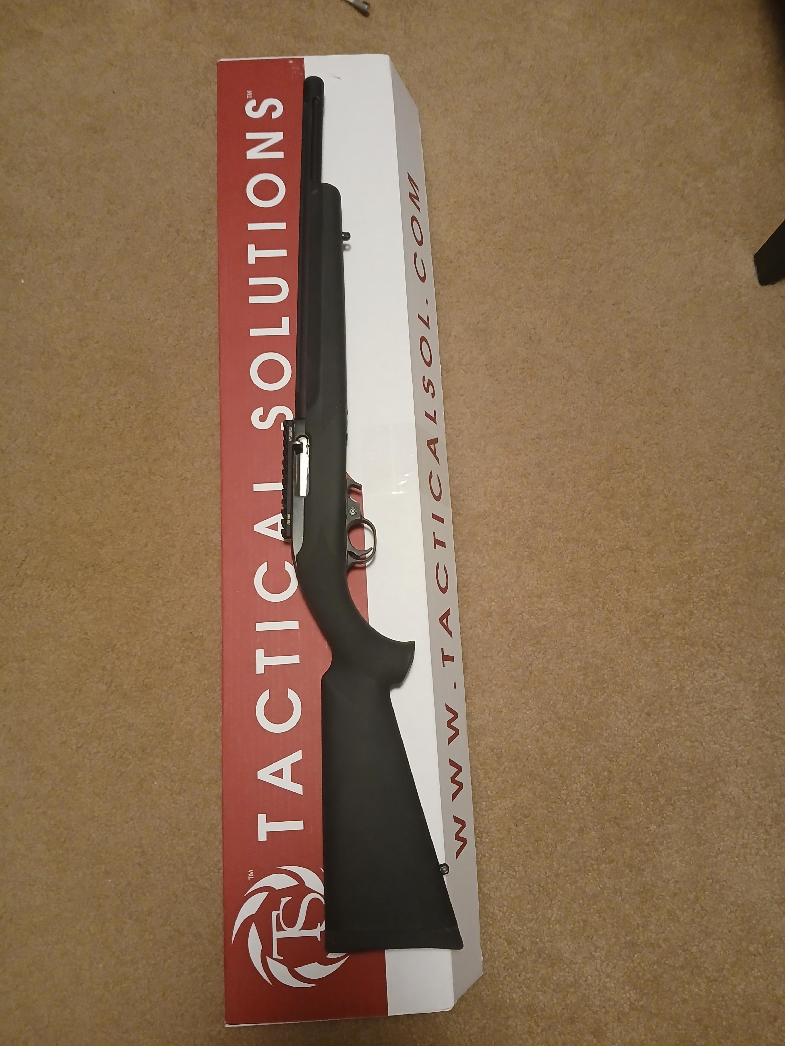 Photo of Ruger 10/22 with tacsol barrel (x-ring) and stock