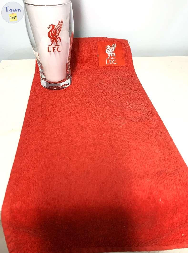 Photo of LIVERPOOL PREMIER LEAGUE SOCCER BEER GLASS & BAR TOWEL